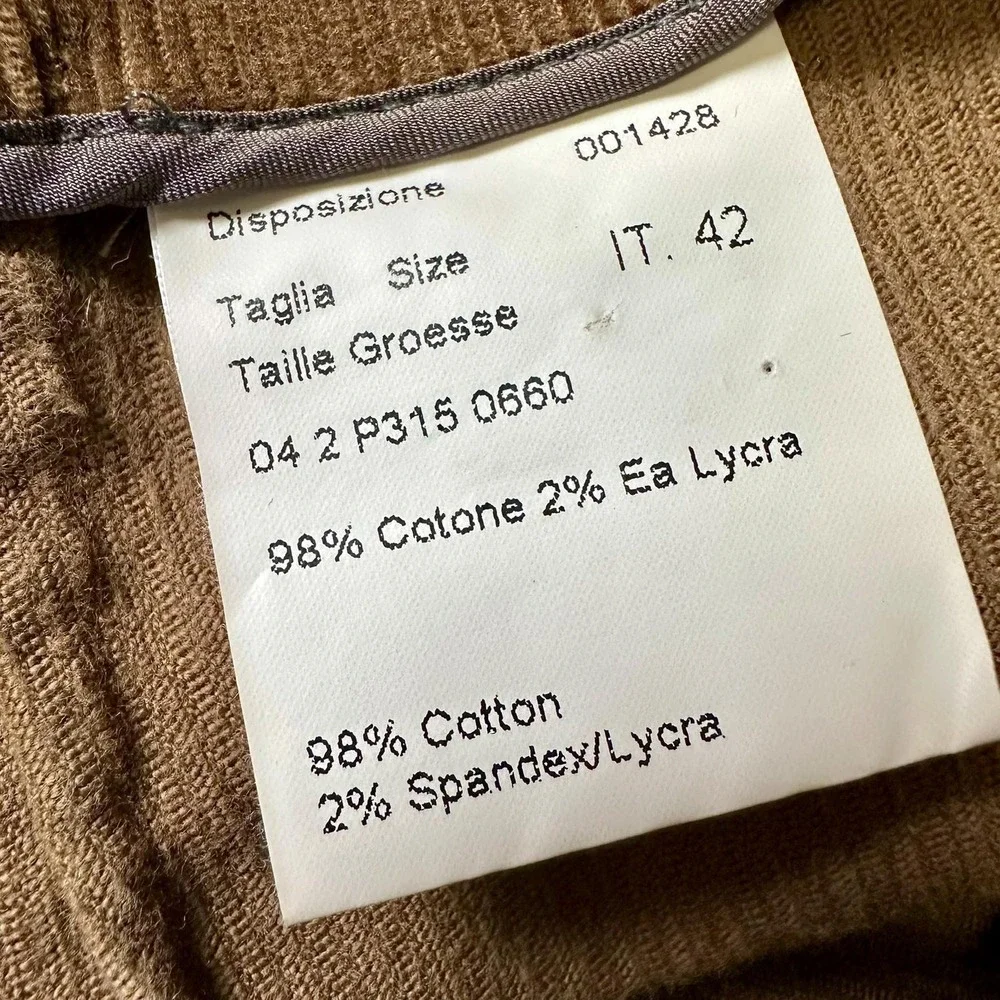 Piazza Sempione Camel Corduroy Ankle Pants IT 42 US 6 Made in Italy